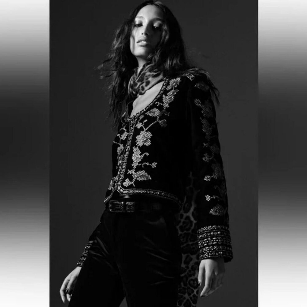 ZARA EMBROIDERED VELVET JACKET ZW COLLECTION